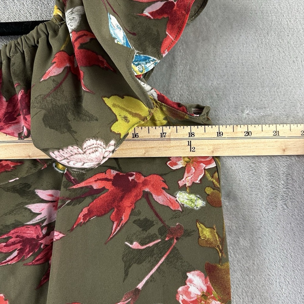 Maeve Anthropologie Blouse Women's S Green Floral Off Shoulder Ruffle Butterfly - Picture 7 of 9